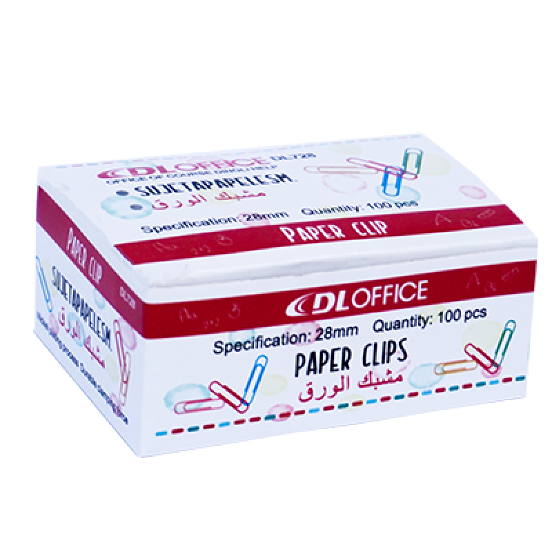 Agrafe de birou, colorate in PVC, 28 mm, DL Office, 100 buc